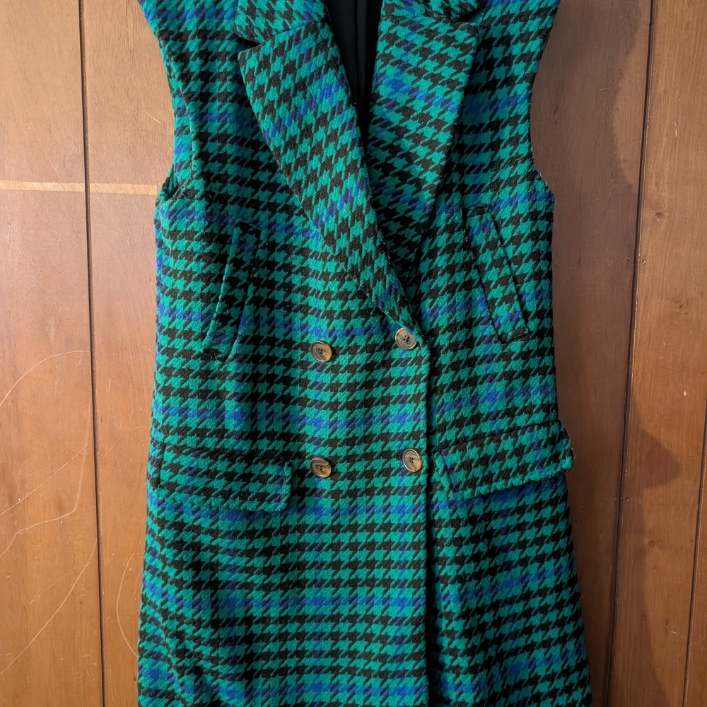 Target Green and Blue Houndstooth Vest